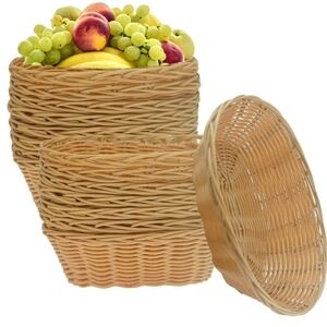 25pcs Poly Woven Baskets, Oval, 9-1/2" x 6-1/2" x 2-3/4", Natural New